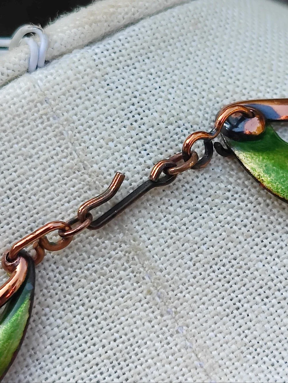 Vintage Renoir Green Enameled Copper Necklace
